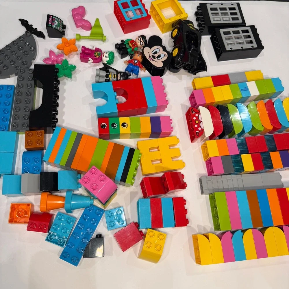 LEGO Duplo Bulk Lot Batman Robin Joker Minnie Mouse Batmobile Figures Blocks